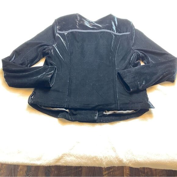 Soft Surroundings Black Velour Moto Jacket Size Medium - Picture 2 of 10